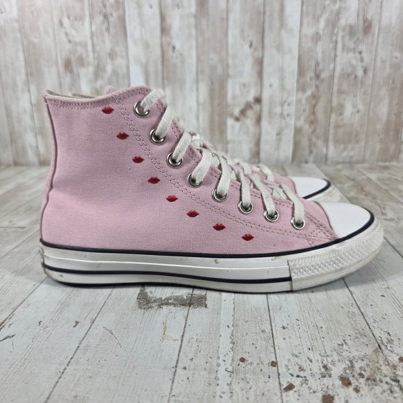Converse Shoes - Converse Chuck Taylor All Star Hi Pink Red Lips Embroidered Sneakers A01603F 9W